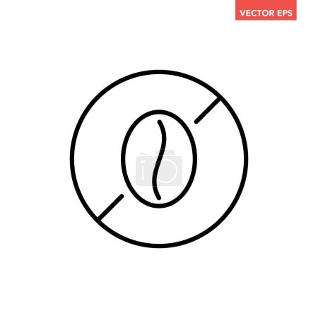 Ilustración de Icono de línea de insignia libre de cafeína redonda única negra, ingrediente de alergia simple no contiene pictograma de diseño plano, vector infográfico para el logotipo de la aplicación interfaz ui ux botón web aislado sobre fondo blanco - Imagen libre de derechos