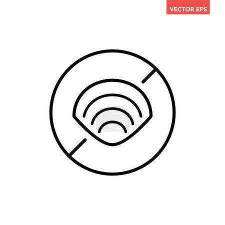 Ilustración de Negro redondo sin icono wifi, círculo sin señal digital wifi diseño plano pictograma vectorial, elementos de interfaz infográfica para aplicación logotipo web botón del sitio web ui ux aislado sobre fondo blanco - Imagen libre de derechos