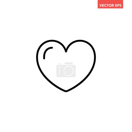 Illustration for Black single heart thin line icon, simple full of love flat design pictogram, infographic vector for app logo web button ui ux interface elements isolated on white background - Royalty Free Image