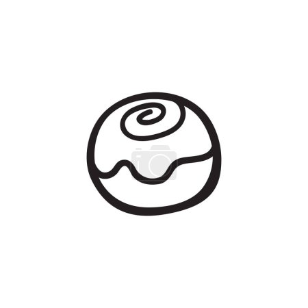 Illustration for Black single cinnamon roll icon. Simple tasty food flat design pictogram, clip art vector illustration for ads app logo web banner button ui ux interface elements isolated on white background - Royalty Free Image