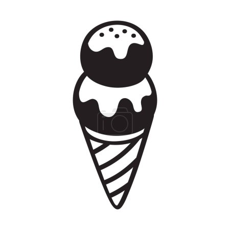 Téléchargez les illustrations : Crème glacée au cône de gaufre, illustration vectorielle - en licence libre de droit