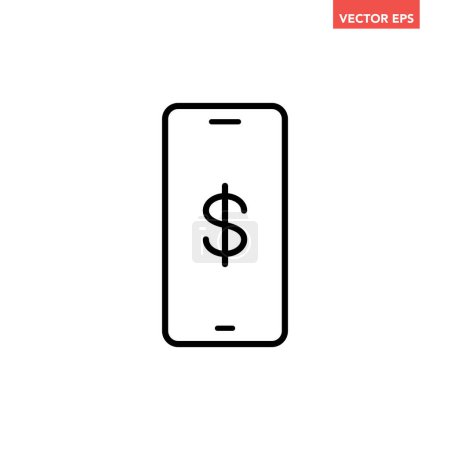Illustration for Black single pay by phone filled icon, simple online banking flat design pictogram, infographic vector for app logo web button ui ux interface elements isolated on white background - Royalty Free Image