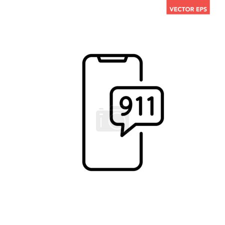 Ilustración de Icono de línea 911 llamada de emergencia negro, simple ayuda de emergencia pictograma de diseño plano en línea, vector infográfico para el logotipo de la aplicación web botón ui ux elementos de interfaz aislados sobre fondo blanco - Imagen libre de derechos