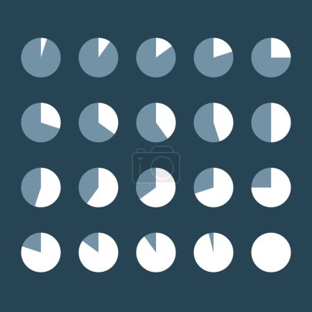 Ilustración de Conjunto de iconos piecharts / segmento infografía 10% - 100%, diseño plano simple carga de datos interfaz elementos botón de la aplicación ui ux web, vector aislado sobre fondo blanco - Imagen libre de derechos
