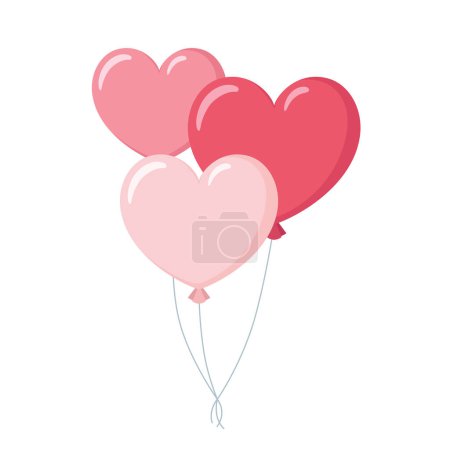Illustration for Heart balloons love valentines day vector illustration - Royalty Free Image