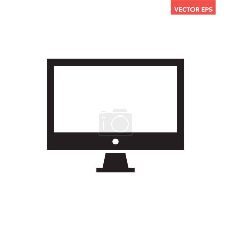 Ilustración de Icono de monitor de pantalla de computadora negra, pictograma de diseño plano de tecnología simple, vector infográfico para el logotipo de la aplicación botón web ui ux elementos de interfaz aislados sobre fondo blanco - Imagen libre de derechos