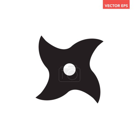 Illustration for Single black shuriken blade icon for interface elements, app ui ux web, glyphs pictorgam flat design style vector eps 10 isolated on white background - Royalty Free Image