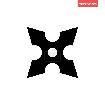 Ilustración de Single black shuriken blade icon for interfaz elements, app ui ux web, glyphs pictorgam flat design style vector eps 10 aislado sobre fondo blanco - Imagen libre de derechos