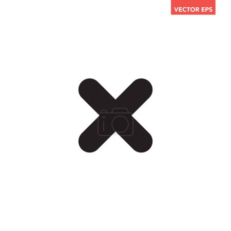 Ilustración de Iconos de forma de marca cruzada simple negro con sombra, x & cruz, para elementos de interfaz, aplicación ui ux web, glifos diseño plano eps 10 aislado sobre fondo blanco - Imagen libre de derechos