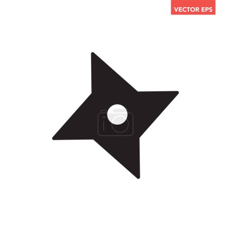Ilustración de Single black shuriken blade icon for interfaz elements, app ui ux web, glyphs pictorgam flat design style vector eps 10 aislado sobre fondo blanco - Imagen libre de derechos