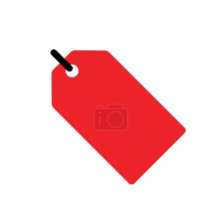 Illustration for Single red price tag icon, simple round shopping sale label flat design vector pictogram, infographic vector for app logo web button ui ux interface elements isolated on white background - Royalty Free Image