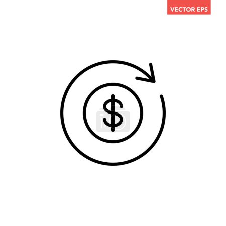 Téléchargez les illustrations : Argent rafraîchir ui icône avec signe dollar, illustration vectorielle - en licence libre de droit