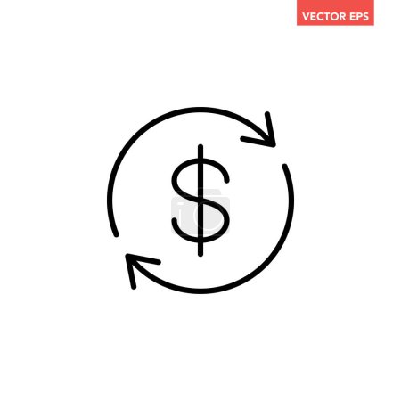 Illustration for Money refresh ui icon with dollar sign, vector illustration - Royalty Free Image