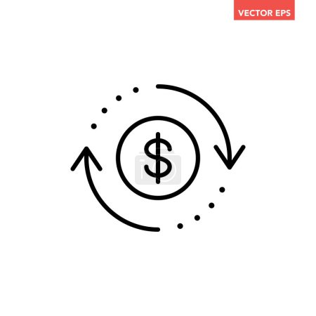 Téléchargez les illustrations : Argent rafraîchir ui icône avec signe dollar, illustration vectorielle - en licence libre de droit