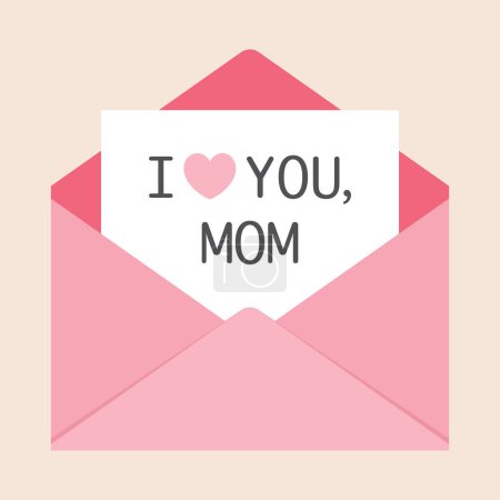 Illustration for Single colorful love message mail with red heart stamp vector flat design illustration for Valentine day, Mother's day, Women's Day interface app icon ui ux banner web isolated on pink background - Royalty Free Image