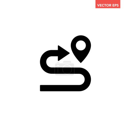 Téléchargez les illustrations : Black single route tracking icon, simple pin path searching spot flat design vector pictogram vector for app ads logotype web website button ui ux interface elements isolated on white background - en licence libre de droit