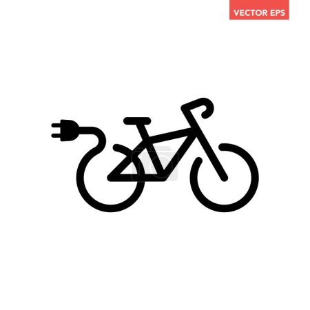 Téléchargez les illustrations : Vélo électrique ou vélo e-bike, icône noire sur fond blanc - en licence libre de droit