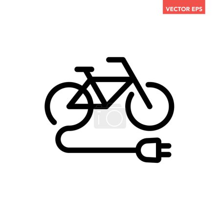 Illustration for Electric bicycle or bike e-bike, black icon on white background - Royalty Free Image