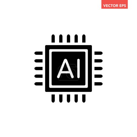 Téléchargez les illustrations : Icône isolée de puce AI, icône vectorielle de puce AI avec course modifiable - en licence libre de droit
