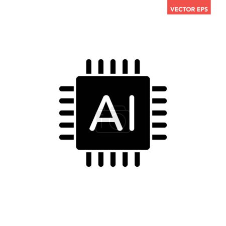 Icône isolée de puce AI, icône vectorielle de puce AI avec course modifiable