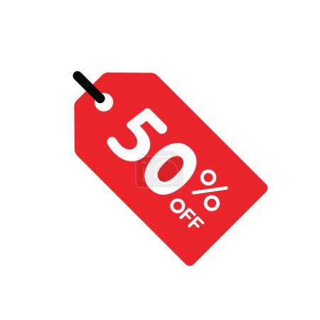 Illustration for Red discount price tag, vector illustration simple design - Royalty Free Image