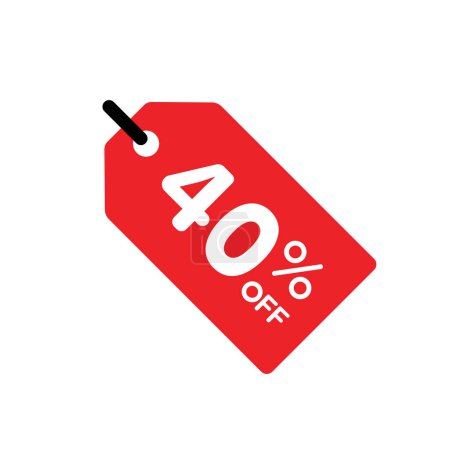 Ilustración de Etiqueta de precio de descuento rojo, vector ilustración diseño simple - Imagen libre de derechos