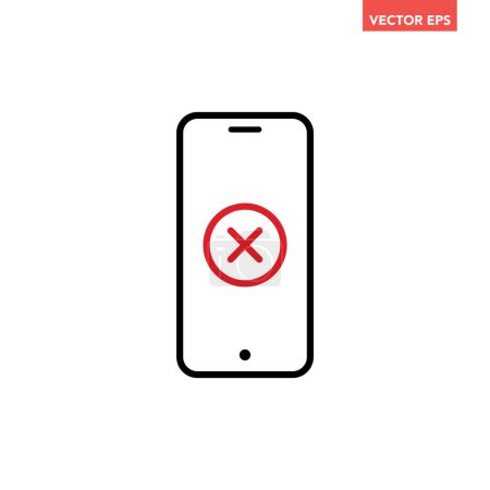 Téléchargez les illustrations : Smartphone avec icône croisée, illustration vectorielle - en licence libre de droit