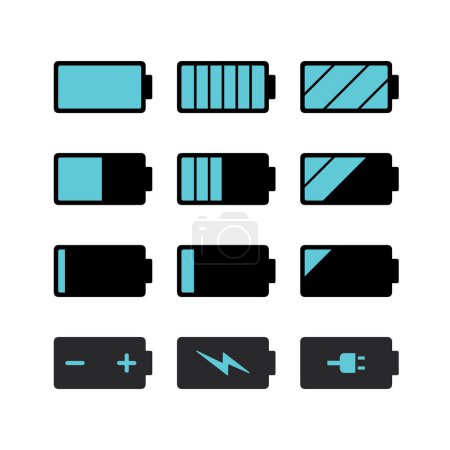 Illustration for Set of battery charge vector icons - Royalty Free Image