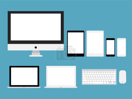 Illustration for Collection of modern devices with blank screen vector illustration - Royalty Free Image
