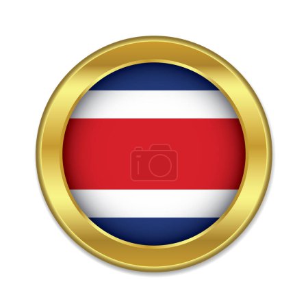 Téléchargez les illustrations : Drapeau du Costa-Rica en forme ronde d'or isolé sur fond blanc illustration vectorielle - en licence libre de droit