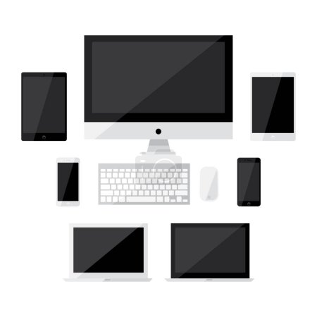 Illustration for Flat design computer and devices set, vector illustration. - Royalty Free Image