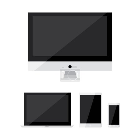 Illustration for Flat design computer and devices set, vector illustration. - Royalty Free Image