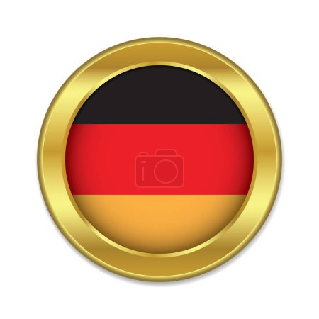 Téléchargez les illustrations : Drapeau de l'Allemagne en forme ronde or isolé sur fond blanc illustration vectorielle - en licence libre de droit