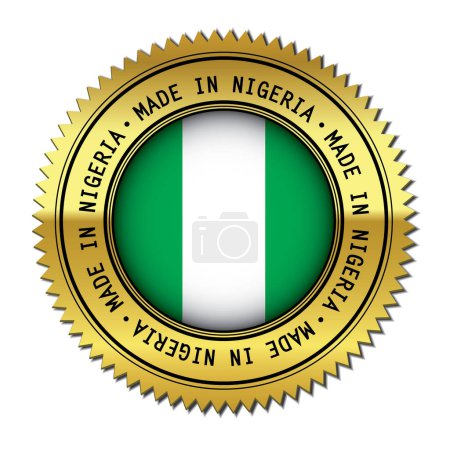 Téléchargez les illustrations : Illustration vectorielle autocollant fabriqué au Nigeria - en licence libre de droit