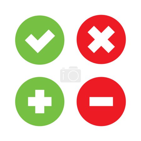 Illustration for Set of simple yes or no buttons vector illustration - Royalty Free Image