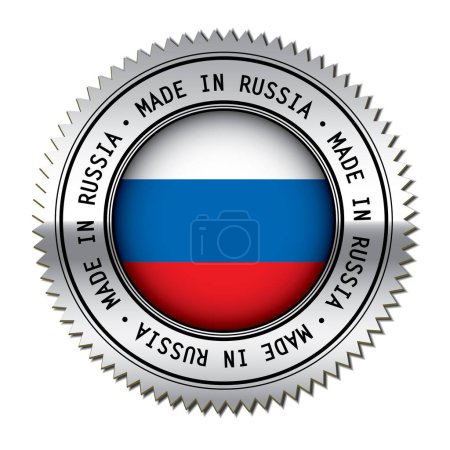 Téléchargez les illustrations : Illustration vectorielle autocollant Made in Russia - en licence libre de droit