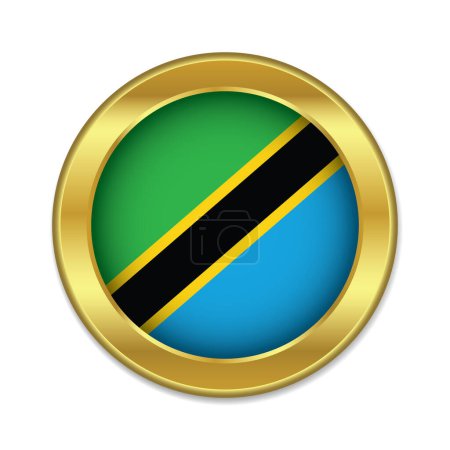 Téléchargez les illustrations : Drapeau Tanzanie en forme ronde or isolé sur fond blanc illustration vectorielle - en licence libre de droit