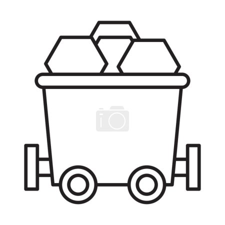 Mining Cart Line Icon Design