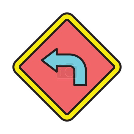 Turn Left Vector Line Filled Icon