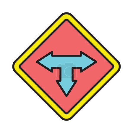 T Junction Vector Line Filled Icon