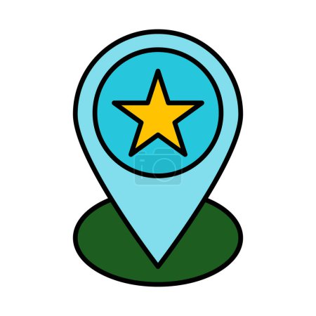 Starred Location Vector Line Filled Icon