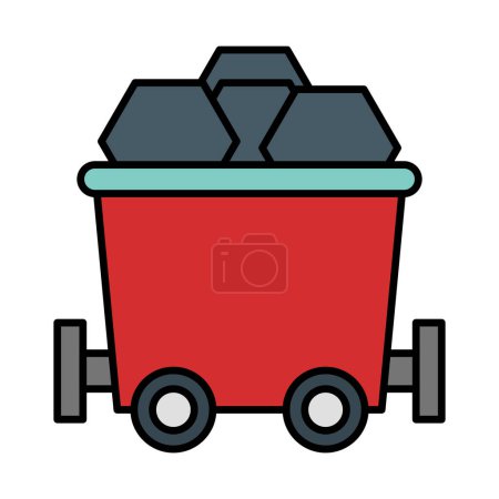 Mining Cart Vector Line Filled Icon