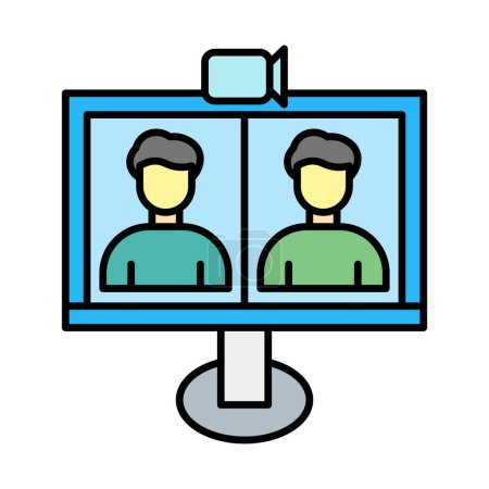 Video Conference Vector Line Filled Icon