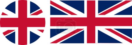 Illustration for Great Britain, United Kingdom flag set . Official UK flag of the United Kingdom aka Union Jack - Proportions: 2:1 - Colours: Blue 280 C, Red 186 C, White Safe. - Royalty Free Image