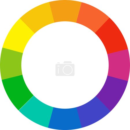 Illustration for Color wheel guide isolated on transparent background vector . Floral patterns and palette. RGB and CMYK colors. Pie charts diagrams. Different color circles icon. Infographic element round shape - Royalty Free Image