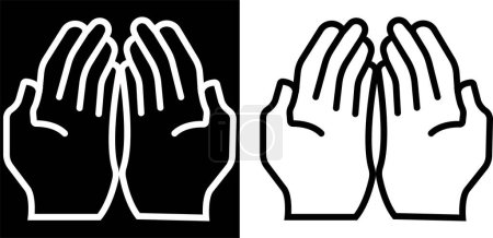 Ilustración de Dua manos conjunto de iconos. Musulmanes rezando línea icono aislado en blanco y negro colores. icono de vector plano de musulmanes rezando colección de manos para la web, aplicaciones móviles y ui. - Imagen libre de derechos