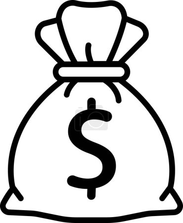 Ilustración de Icono de bolsa de dinero en línea vector de estilo aislado sobre fondo blanco. Concepto de negocio de signo de saco de moneda con signo de dólar. Uso de colección para web y app. - Imagen libre de derechos