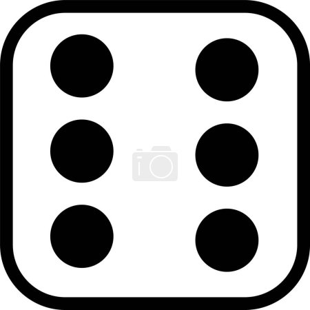 Illustration for Game dice icon of monochrome dice. Dice in a linear design .Dice realistic white cubes with random numbers of black dots or pips. Black dice vector isolated on transparent background. - Royalty Free Image