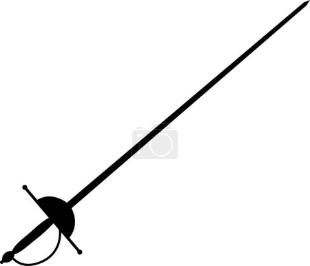 Illustration for Fencing sports logo solid design. Crossed rapiers swords or fencing duel flat vector isolated on transparent background. Trendy style black icon for games and websites. - Royalty Free Image
