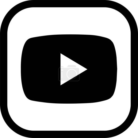 Illustration for YouTube log. YouTube is a video sharing website. You tube black flat icon. Vector isolated on transparent background. Play button social media sign mobile app, web - Royalty Free Image